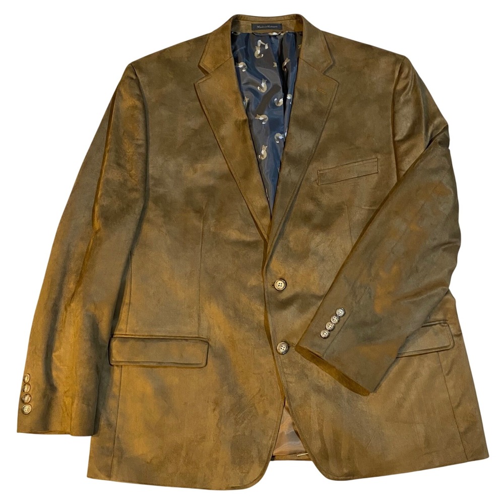 Lauren Ralph Lauren Mens Brown‎ Faux Suede Blazer Sport Coat Fox Lining 44R